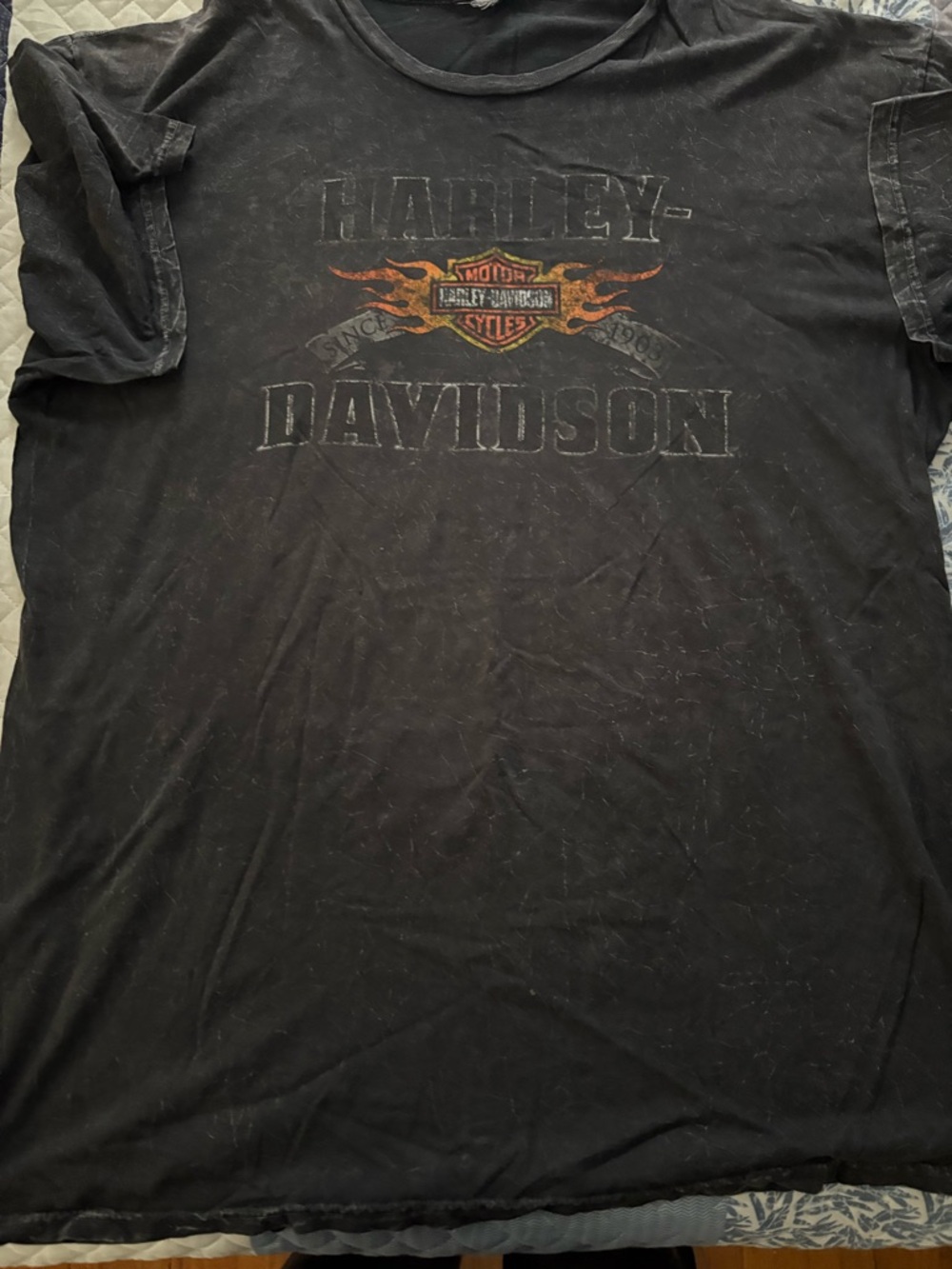 Harley-Davidson Black Short Sleeve Tee with Flame Shield Graphic